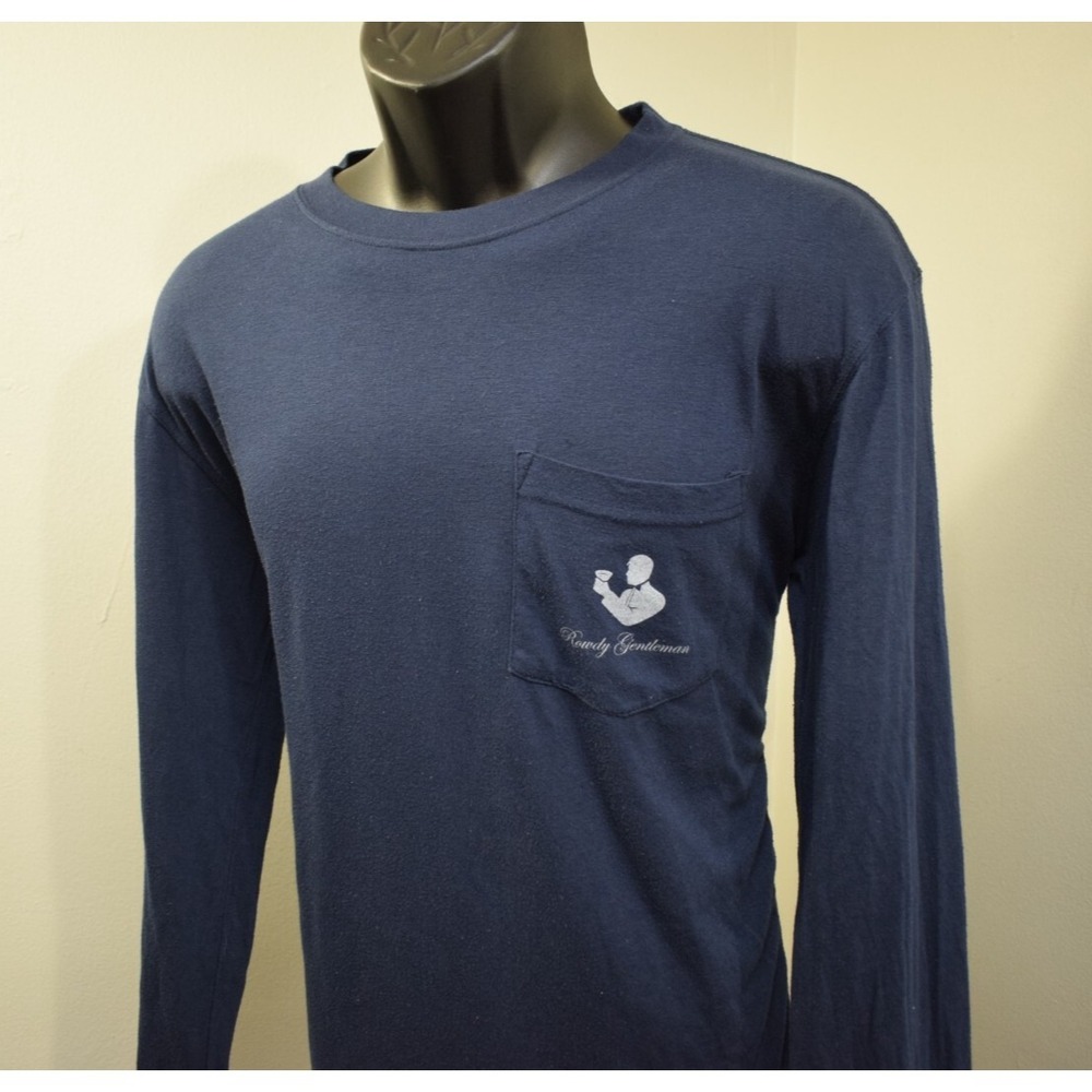 Rowdy Gentleman Pocket T Shirt‎ Reagan Bush 84 Blue Long Sleeve Mens Size Medium
